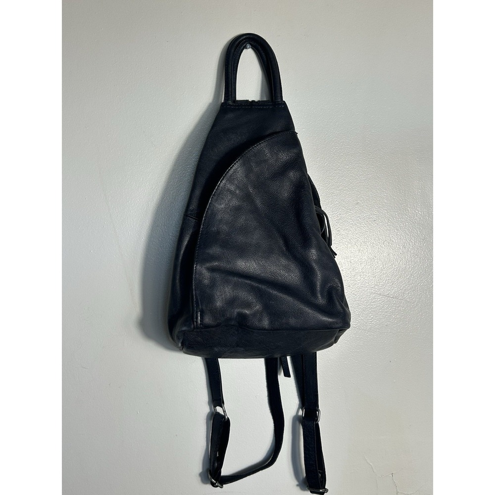 Free People Black Leather Backpack Satchel